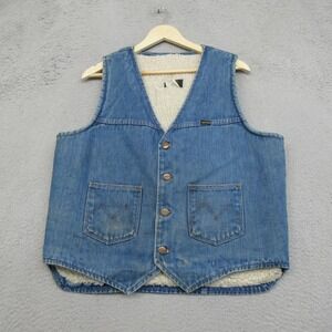 Vintage Maverick Jean Vest Mens L Blue Sherpa Lined Western Workwear Ranch